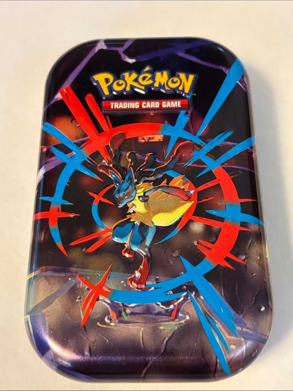 Trading Card Game Metal Tin Can only - Blue/Red Design